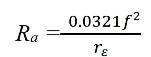 فرمول محاسبه صافی سطح به ازای نرخ پیشروی
